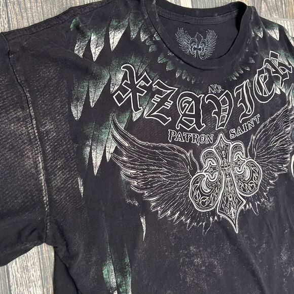 🔥☠️ Y2K XZAVIER UNLIMITED PATRON SAINT Affliction Style Graphic Tee 2XL - EUC - Picture 6 of 11